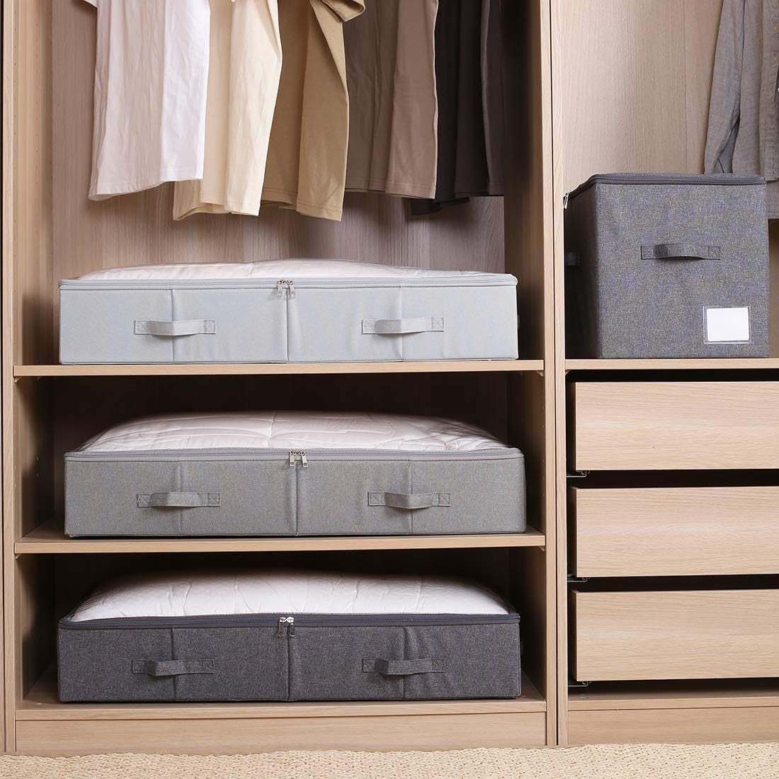 Spacious Visible Lidded under Bed Storage Bins for Shoes, Blankets, Sheets Organized, Wedding Dress Storage Box, Beige