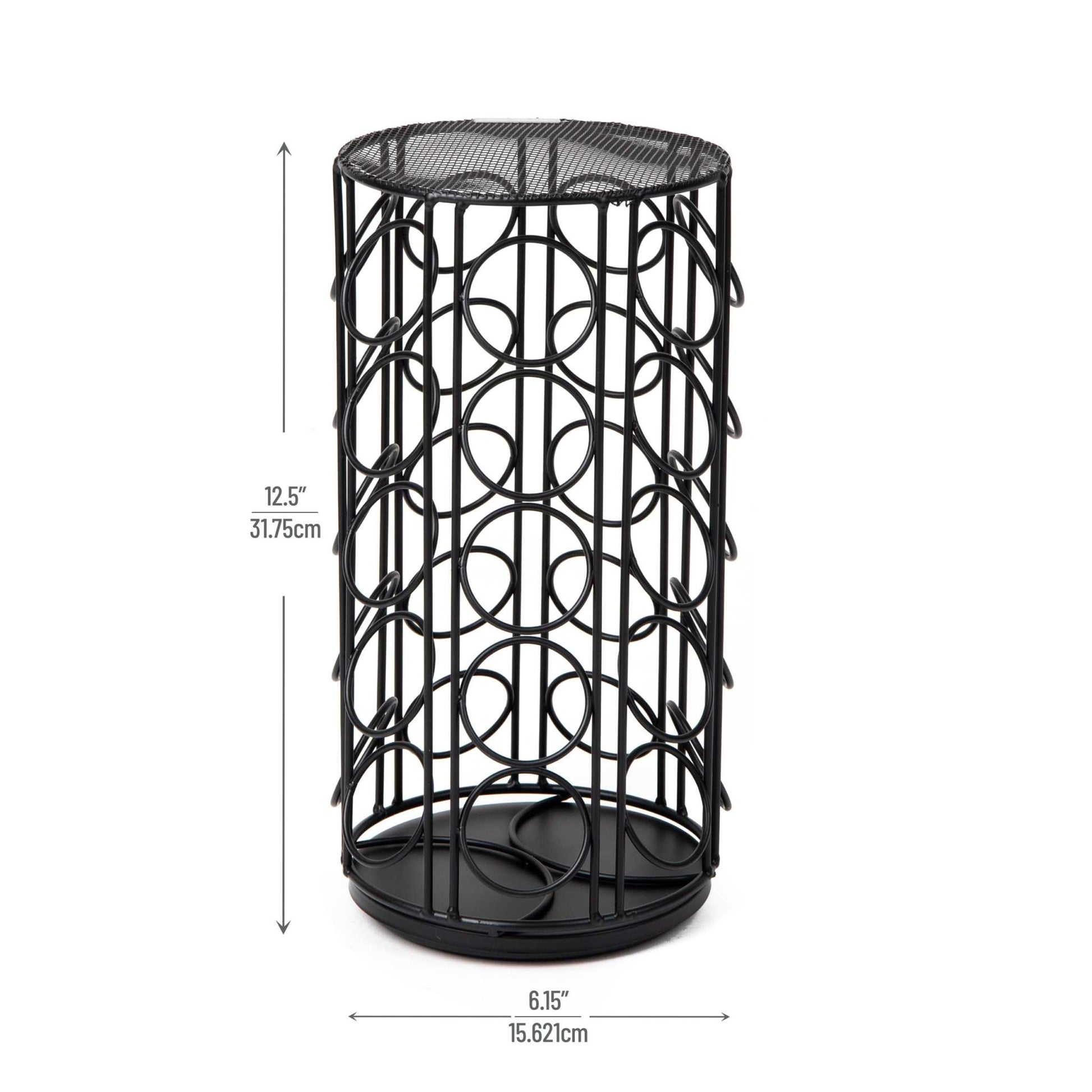 Single Serve Coffee Pod Carousel, 35 Pod Capacity, Lazy Susan, Metal Mesh, 6.15"L X 6.15"W X 12.5"H, Black