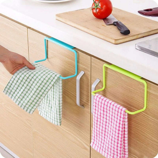 Kitchen Bathroom Towel Holder Rack Door Cabinet Back Hanging Organizer