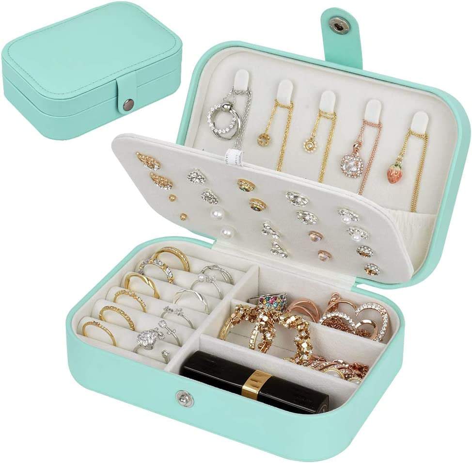 Jewelry Box, Travel Jewelry Organizer Cases with Doubel Layer for Women’S Necklace Earrings Rings and Travel Accessories