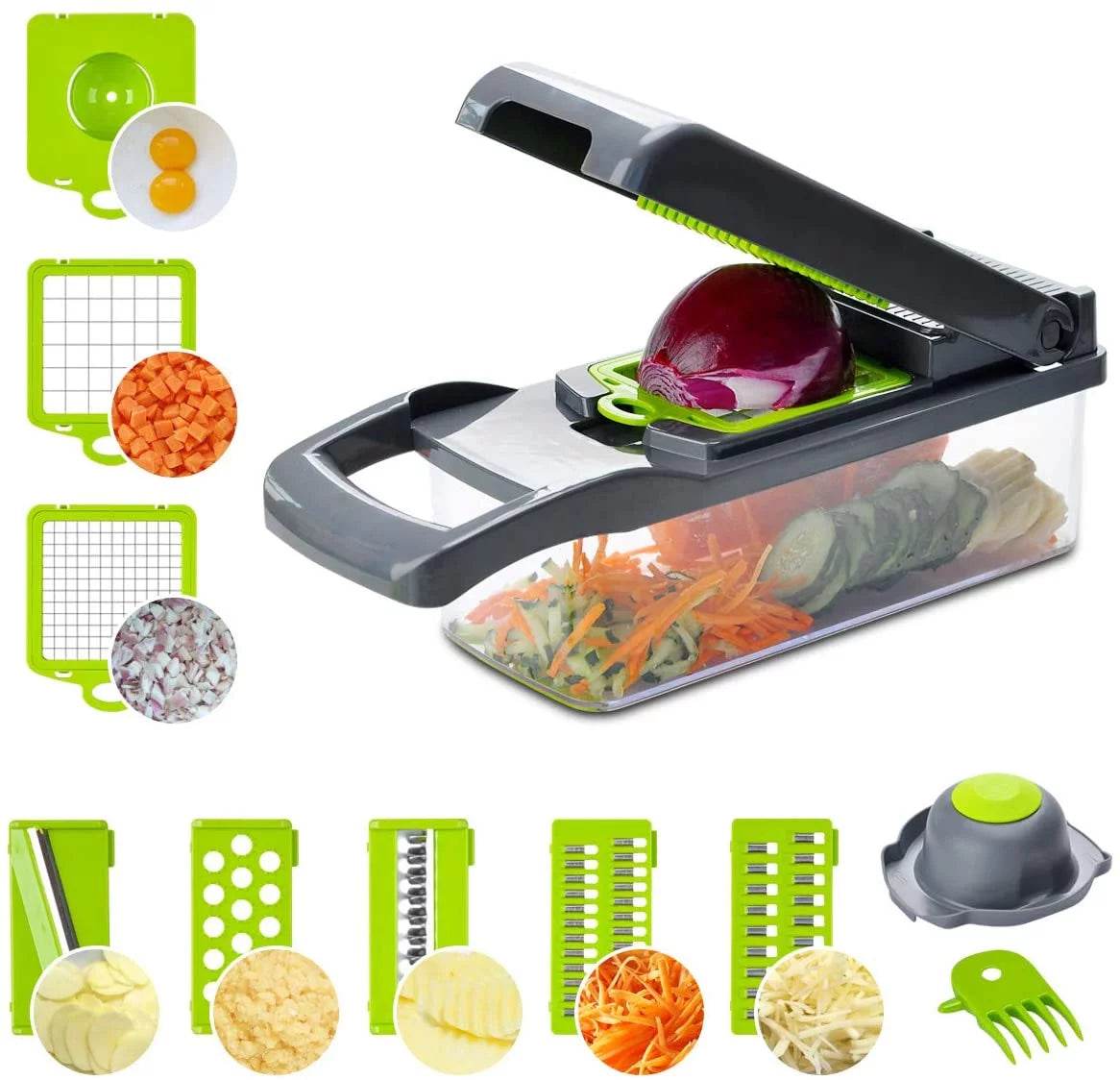 Vegetable Cutter  12 in 1 Food Chopper with Container Finger Protection for Veggie Fruit Salad Potato