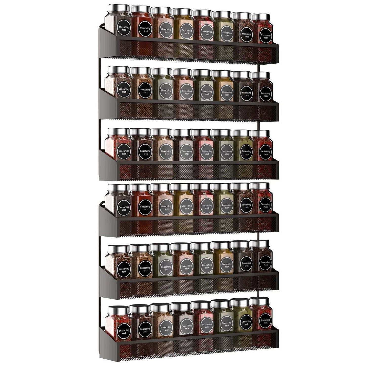 2 pack bronze spice rack organizer, 3 tier counter-top or wall mounted storage shelf for kitchen cabinet.