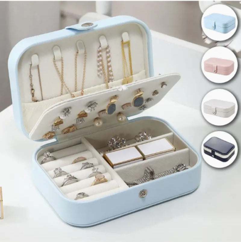 Portable Jewelry Box Organizer Leather Ornaments Case Travel Storage