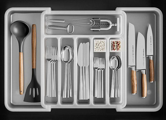 Cutlery and Utensil Organizer, 8 Compartments Silverware Drawer Organizer, Kitch