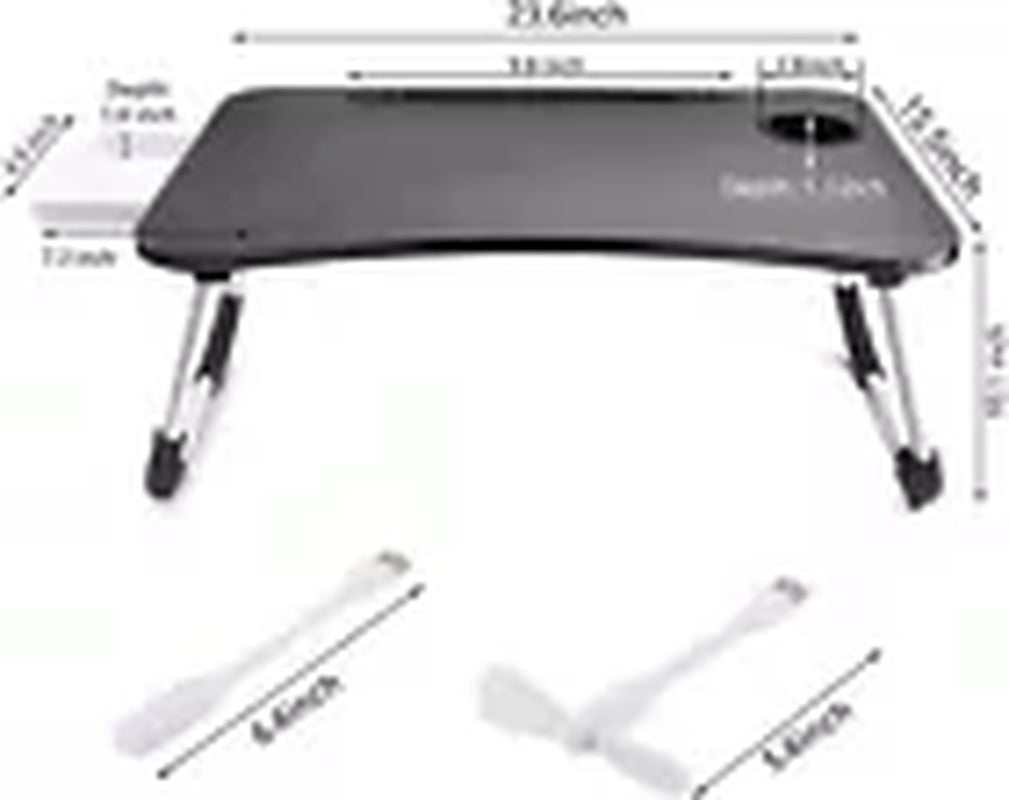 Laptop Bed Desk, Foldable Laptop Lap Desk Tray Table with USB Charge Port, Black