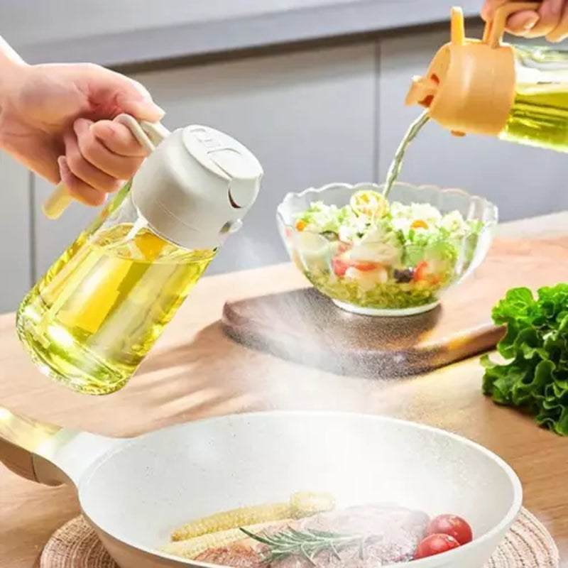 2-In-1 450ML Glass Oil Sprayer and Dispenser Spray Bottle Cooking Dispensers