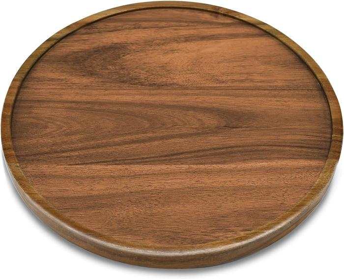 11" Acacia Wood Lazy Susan Organizer Kitchen Turntable for Cabinet Pantry Table Organization