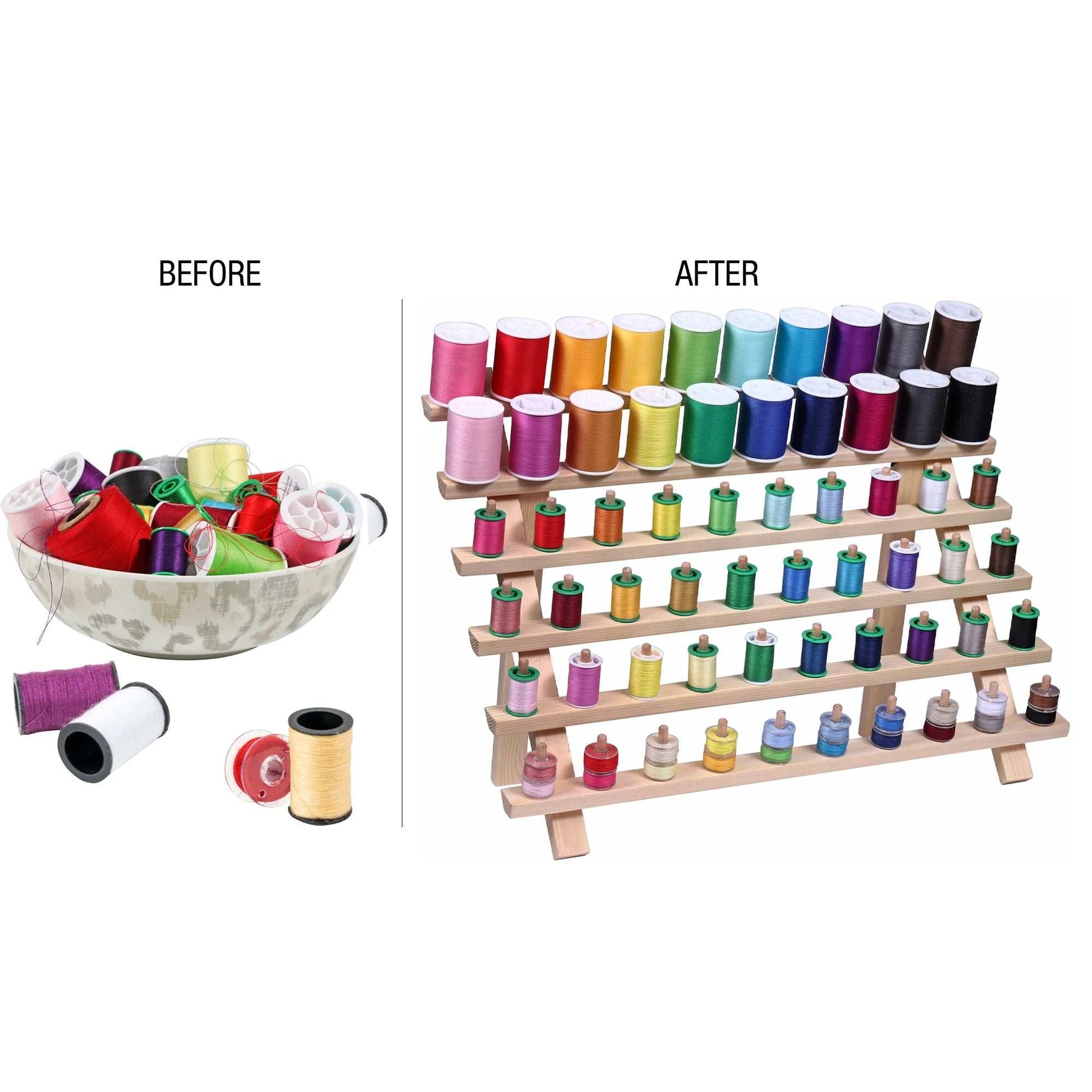 Sewing Thread Spool Organizing Storage Rack, Holds 60 Spools, 1.75" Length X 15.75" Width X 12.63" Height