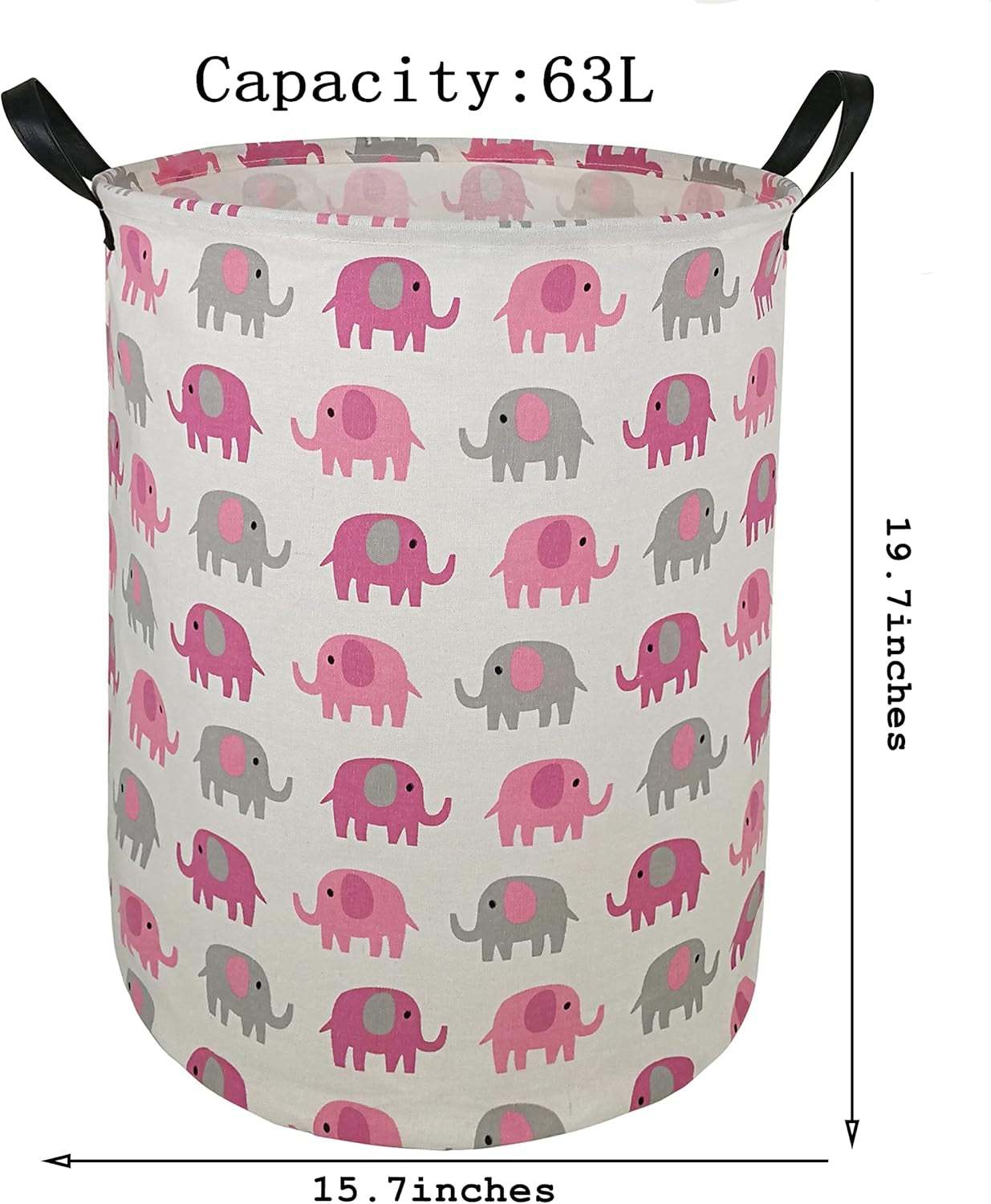 Waterproof Laundry Basket, 19.7 Laundry Hamper Toys Box Storage Bins Canvas Waterproof Collapsible Clothes Organizer Basket with Handle Freestanding Large Cute Light Weight for Home Kids Baby Room(Elephant)