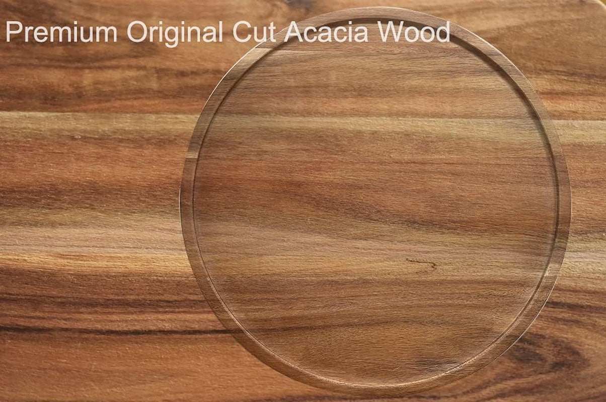 11" Acacia Wood Lazy Susan Organizer Kitchen Turntable for Cabinet Pantry Table Organization