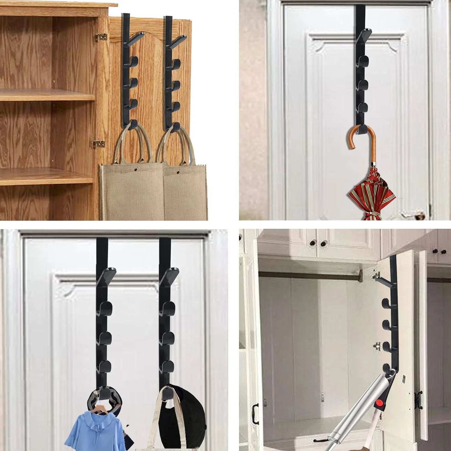 2 Pcs Over the Door hooks - 5 Hooks - Black 