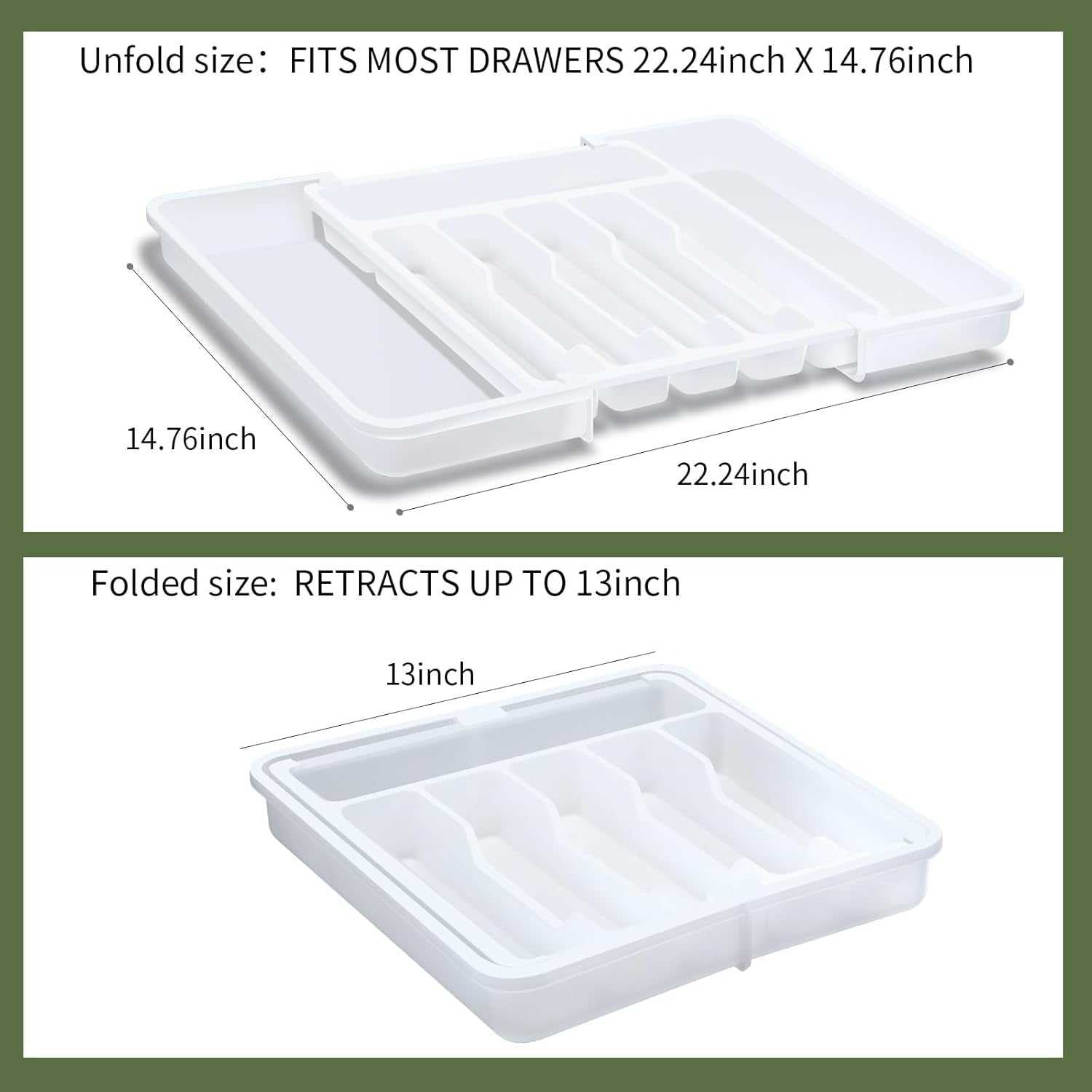 Cutlery and Utensil Organizer, 8 Compartments Silverware Drawer Organizer, Kitch