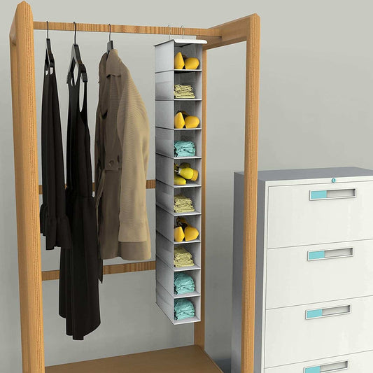 Hanging Shoe Organizer,10-Shelf Hanging Closet Organizers and Storage Shoes Organizer Shelves Hanging Shoe Rack Holder with 6 Mesh Side Pockets