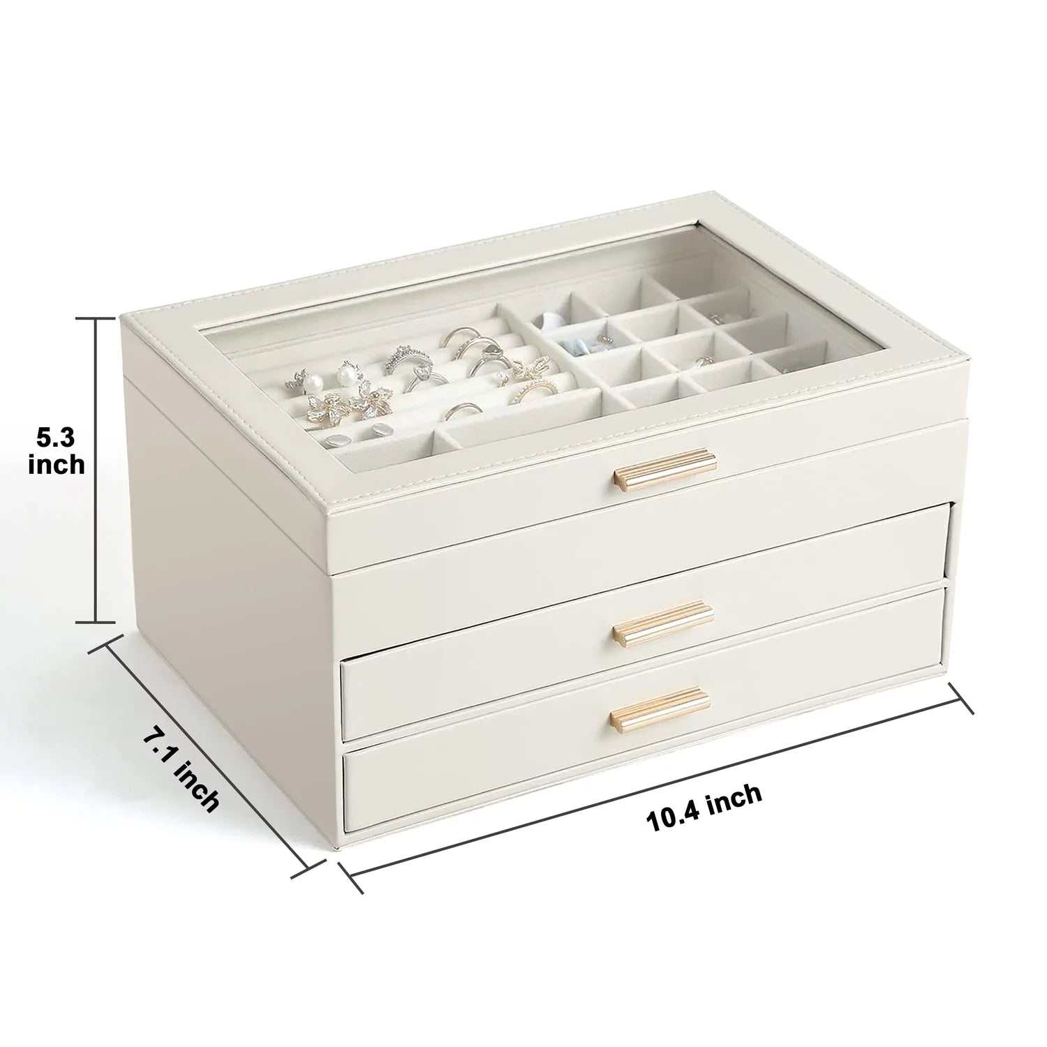 3 Layer Jewelry Box Organizer for Women Girls Kids, Visible Jewelry Case with Flip Lid for Women'S Day Mother'S Day - White