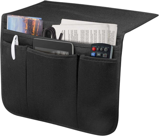 Bedside Caddy Bedside Storage Organizer Magazine Phone Tablet Ipad Remote Holder, Organizer Caddy for Home College Dorm Bed, Sofa, Bunk Bed (Black)