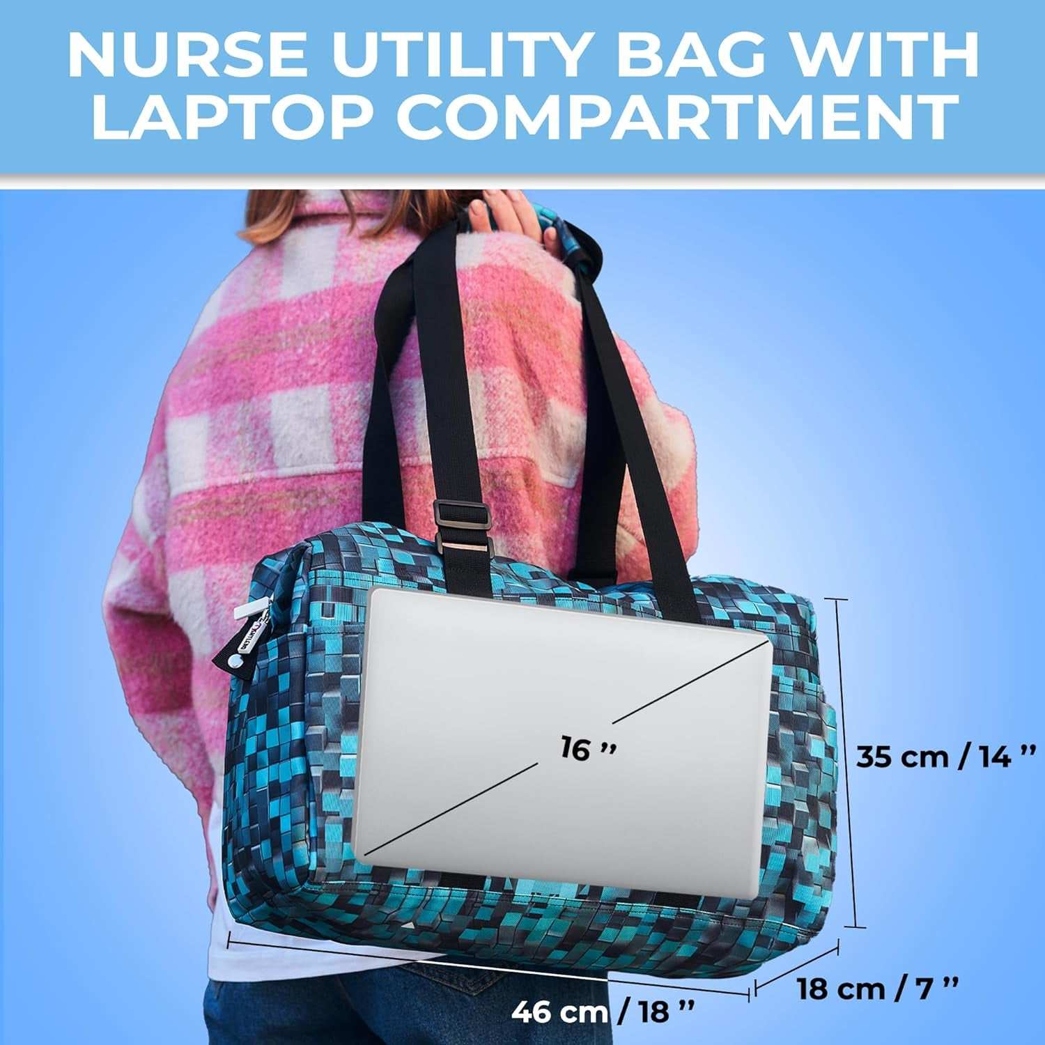 Nurse Bag Has 21 Pockets. Medical Bag Is Big and Waterproof. Used as Utility Tote, Diaper Bag, Daily Work Bag