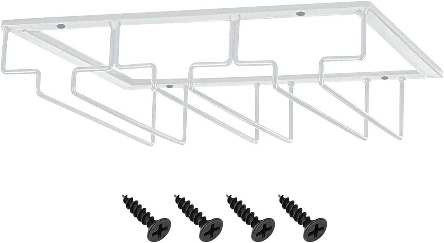 Wine Glass Rack, 3 Rows, White, under Cabinet, Stemware Hanger, 1 Pack