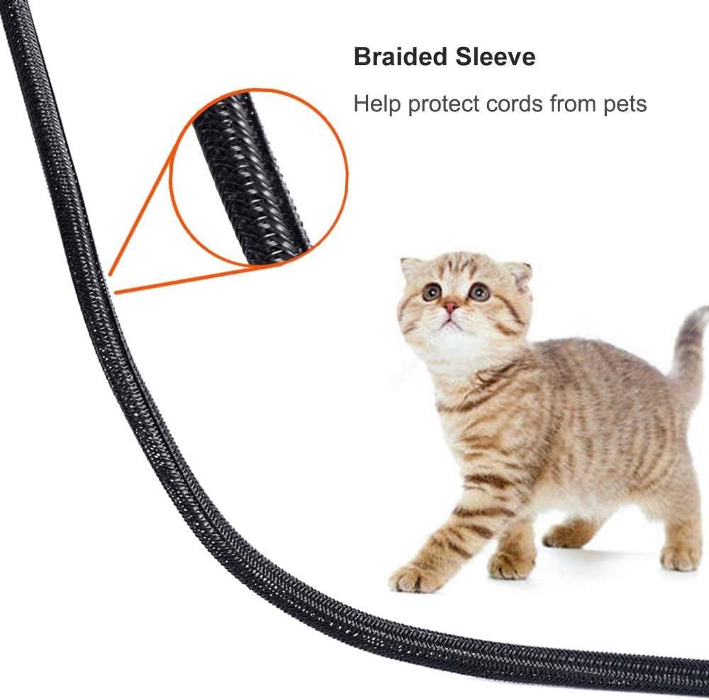 6.6Ft - 1/2 Inch Cable Sleeve, Cord Wrap Wire Protector Tubing for Pets, PC Cable Wrap, Computer Cable Management Sleeve - Black