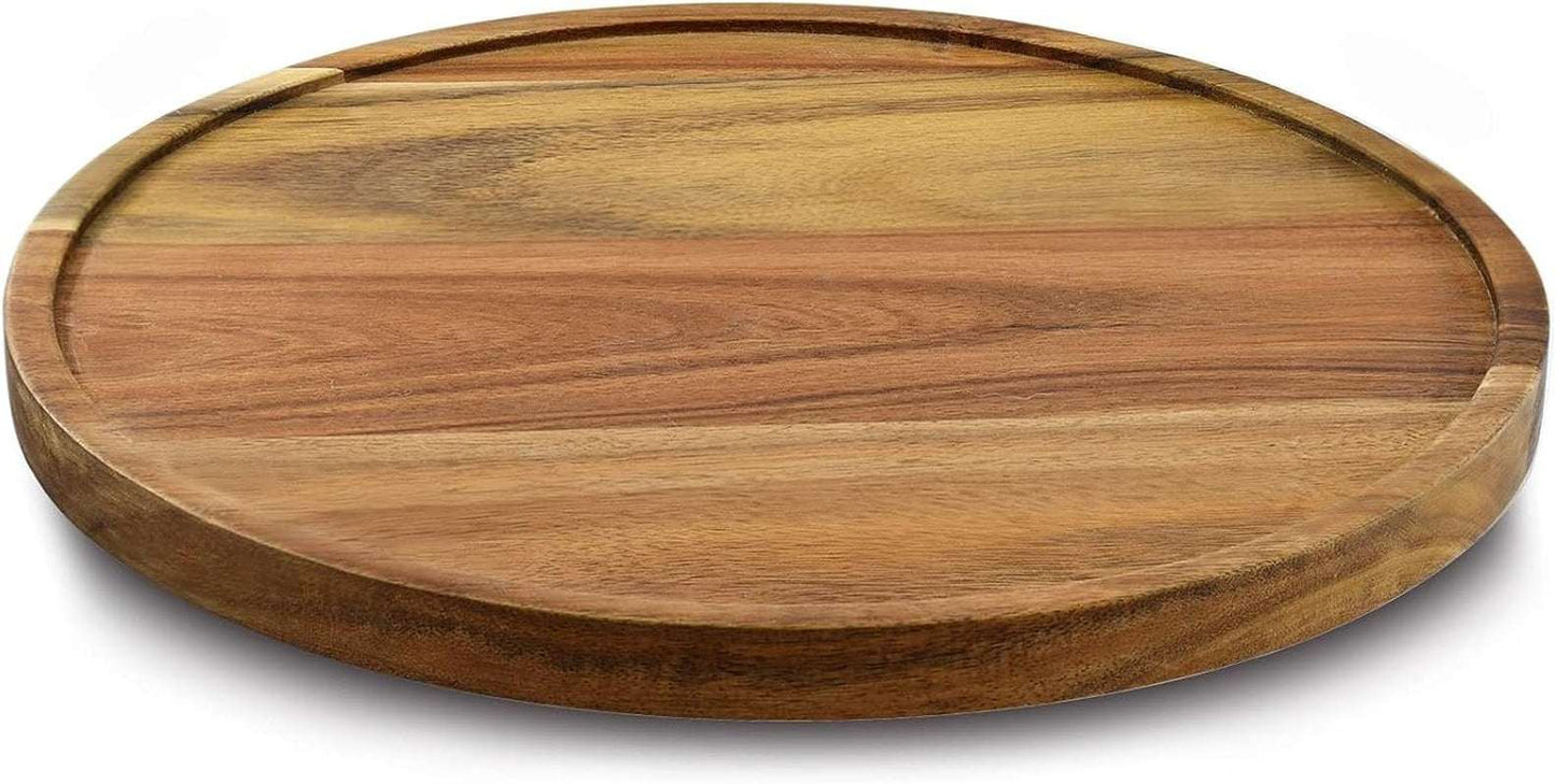 11" Acacia Wood Lazy Susan Organizer Kitchen Turntable for Cabinet Pantry Table Organization