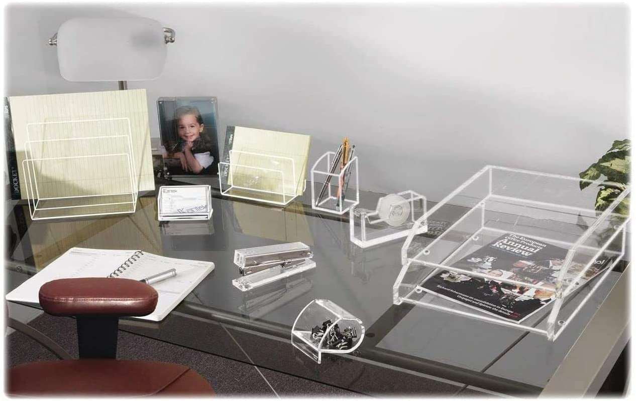 Clear Acrylic Mini File Sorter, 2 Section File Holder, 6" X 3.8" X 3.9", Desk Organizer, Non-Skid Feet, Desk Accessory