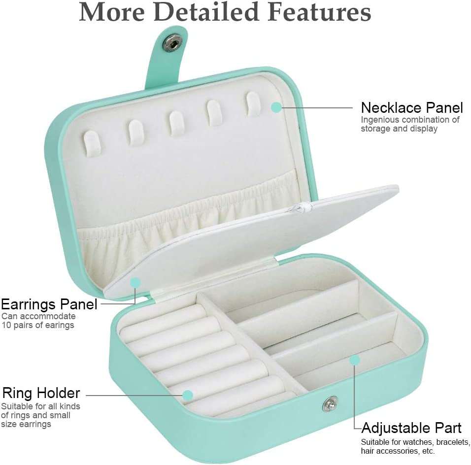 Jewelry Box, Travel Jewelry Organizer Cases with Doubel Layer for Women’S Necklace Earrings Rings and Travel Accessories