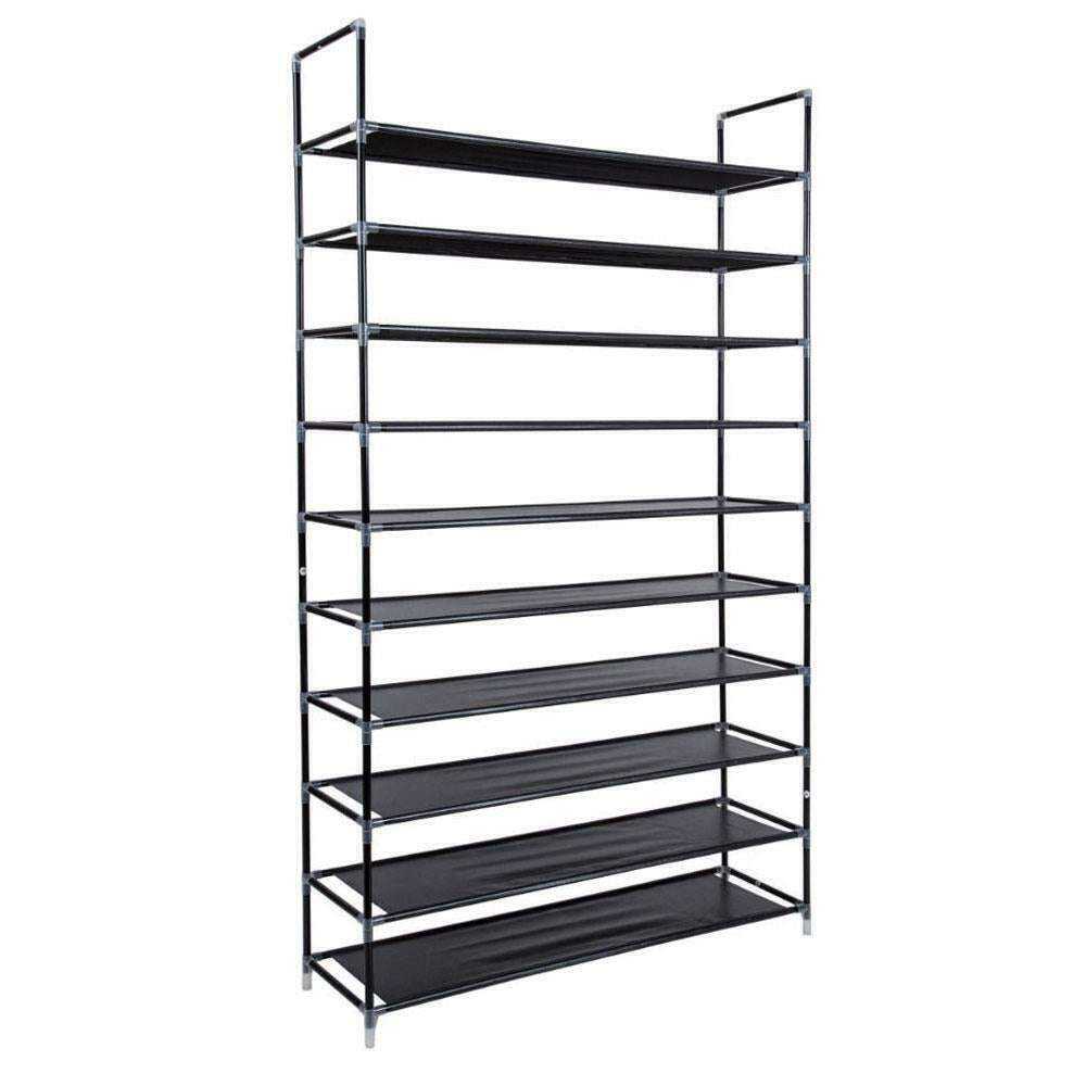 Adjustable Shoe Rack Organizer Storage Shoe Shelves 10 Tier 50 Pair Freestanding