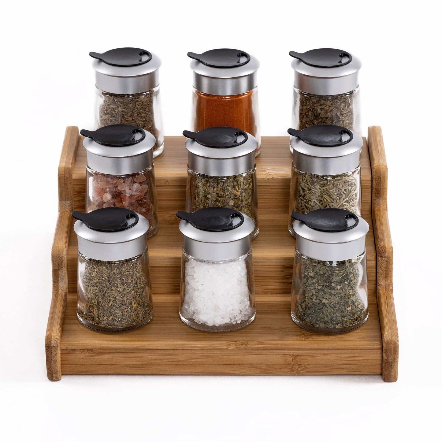 3-Tier Expandable Bamboo Spice Rack Step Shelf Cabinet Organizer