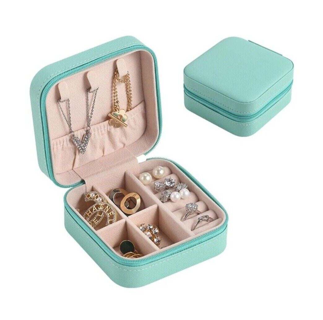 Portable Jewelry Box Organizer PU Leather Jewelry Ornaments Case Travel Storage