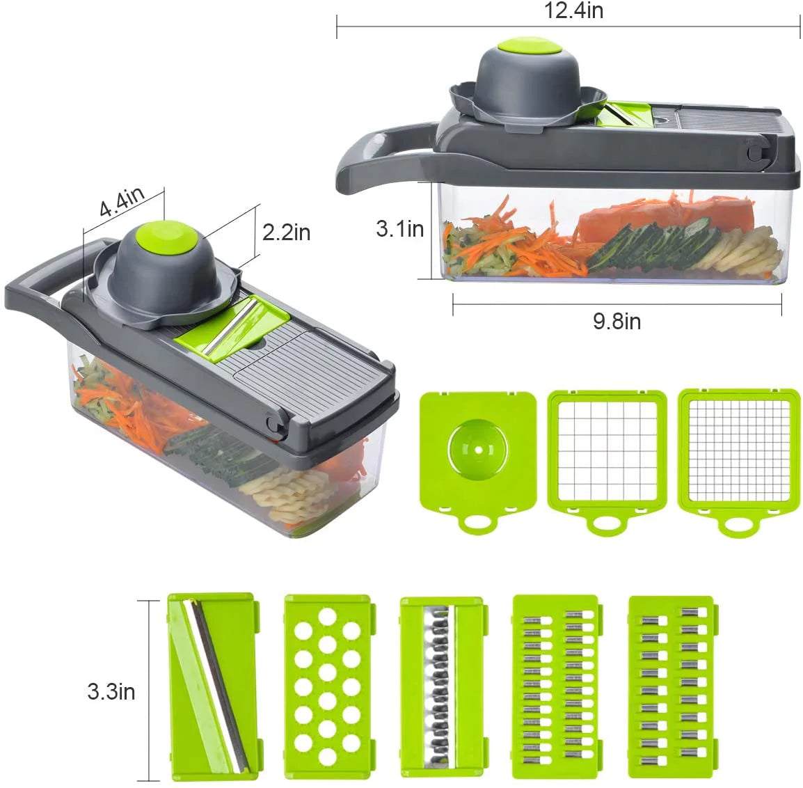 Vegetable Cutter 12 in 1 Food Chopper with Container Finger Protection for Veggie Fruit Salad Potato