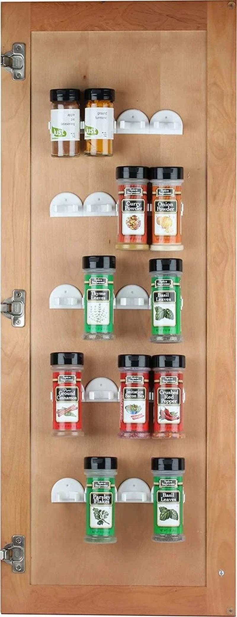 36 Spice Gripper Spice Rack - Spice Clip Organizer - Spice Rack Gripper Clips Organizer for Cabinet Door with Stick or Screw Option