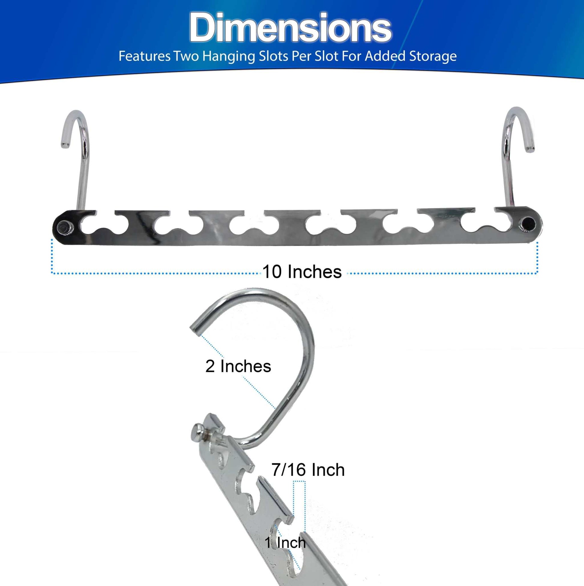 Metal Space Saving Closet Hangers - 5Pc - Durable & Sturdy, Collapsible Cascading Design W/ Multiple Hooks - Clothing & Wardrobe Organizer W/ Universal Fit for All Garments & Closet Rods