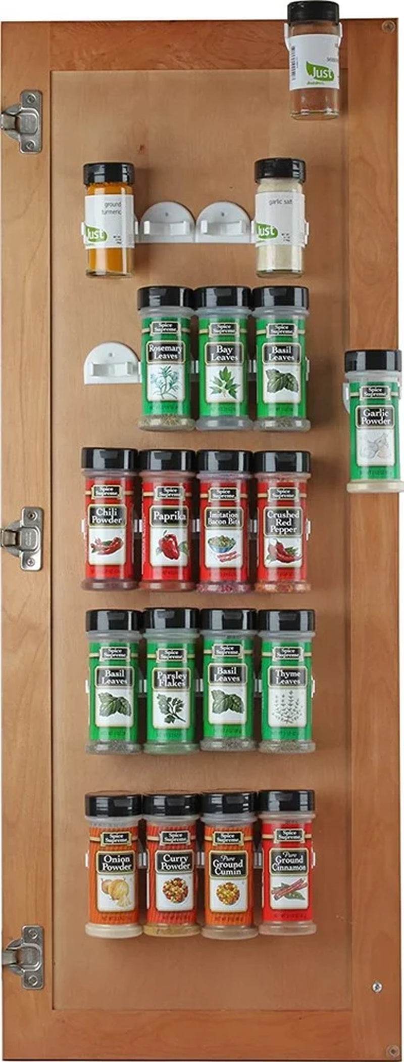 36 Spice Gripper Spice Rack - Spice Clip Organizer - Spice Rack Gripper Clips Organizer for Cabinet Door with Stick or Screw Option