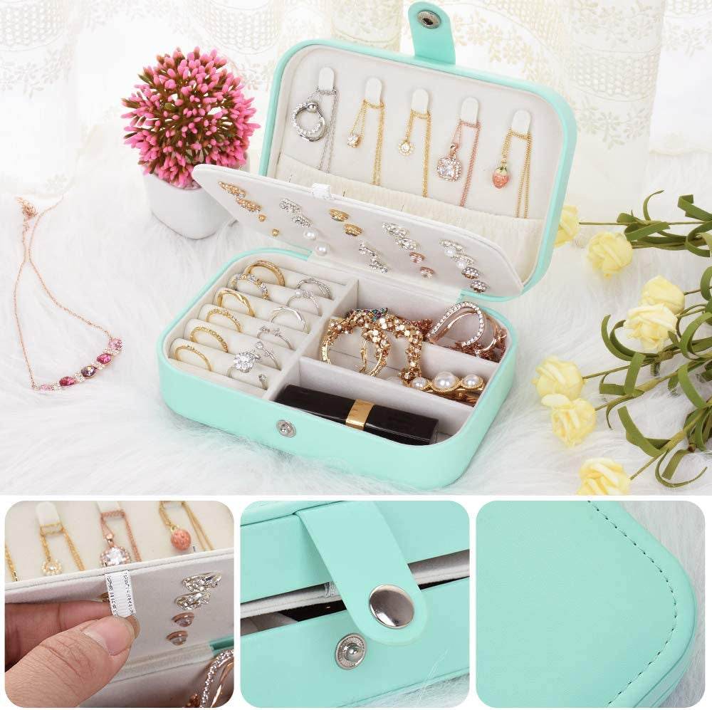 Jewelry Box, Travel Jewelry Organizer Cases with Doubel Layer for Women’S Necklace Earrings Rings and Travel Accessories