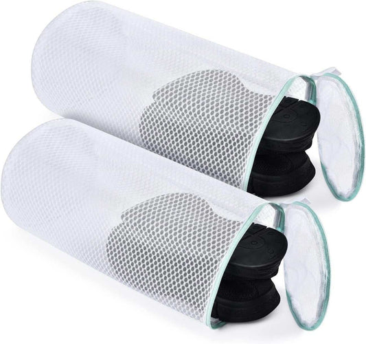 Mesh Laundry Bags 7 X 15 Inch Laundry Shoe Washing Bag for Washing Machine 2 Pack Medium Sneaker Shoe Cleaning Washer Net Bag with Honeycomb Fabric XL Zipper Mesh Bags White