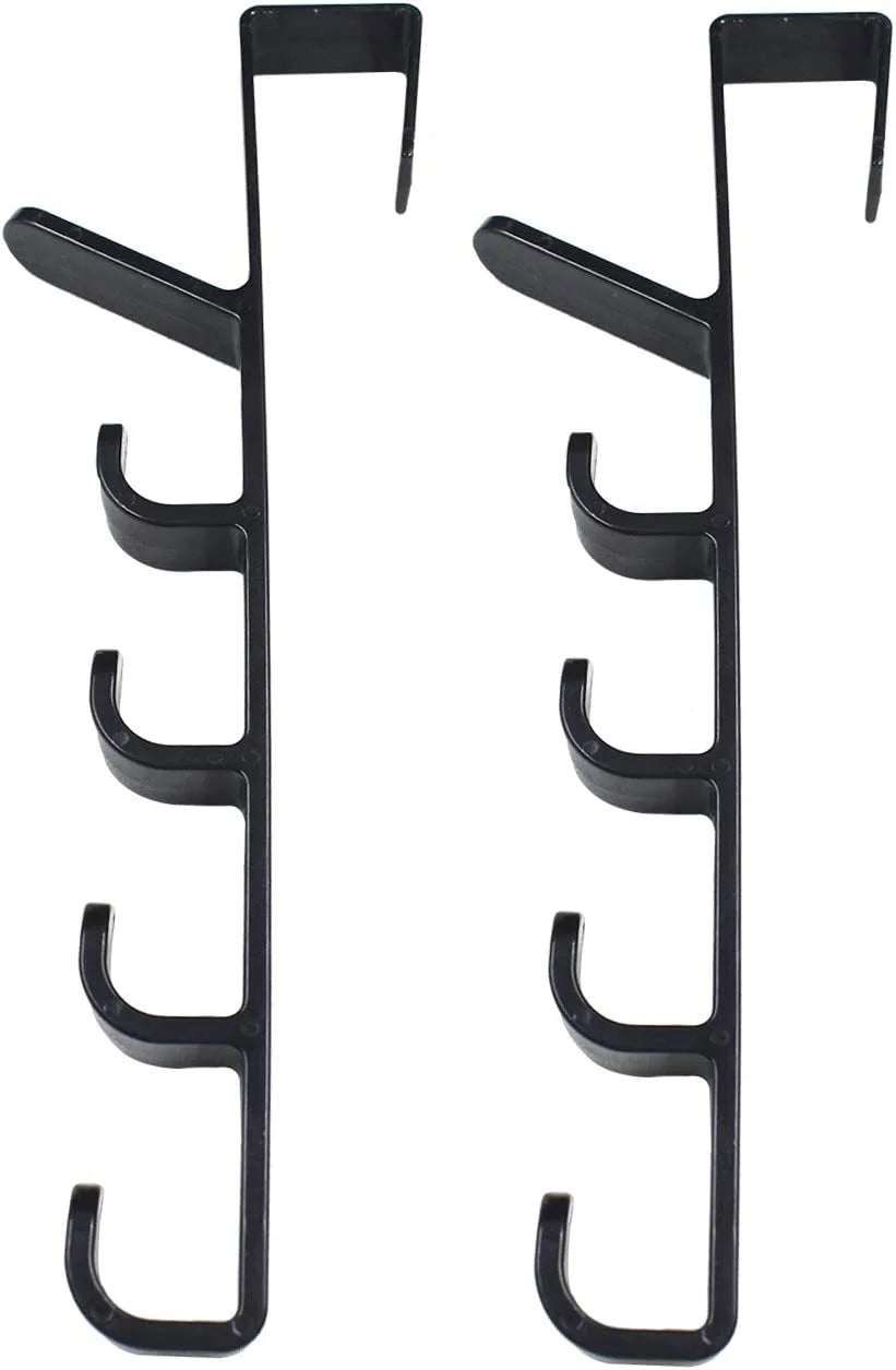 2 Pcs Over the Door hooks - 5 Hooks - Black 