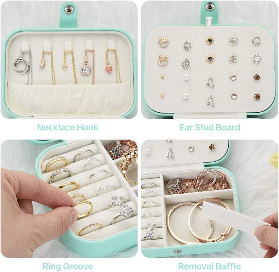 Jewelry Box, Travel Jewelry Organizer Cases with Doubel Layer for Women’S Necklace Earrings Rings and Travel Accessories