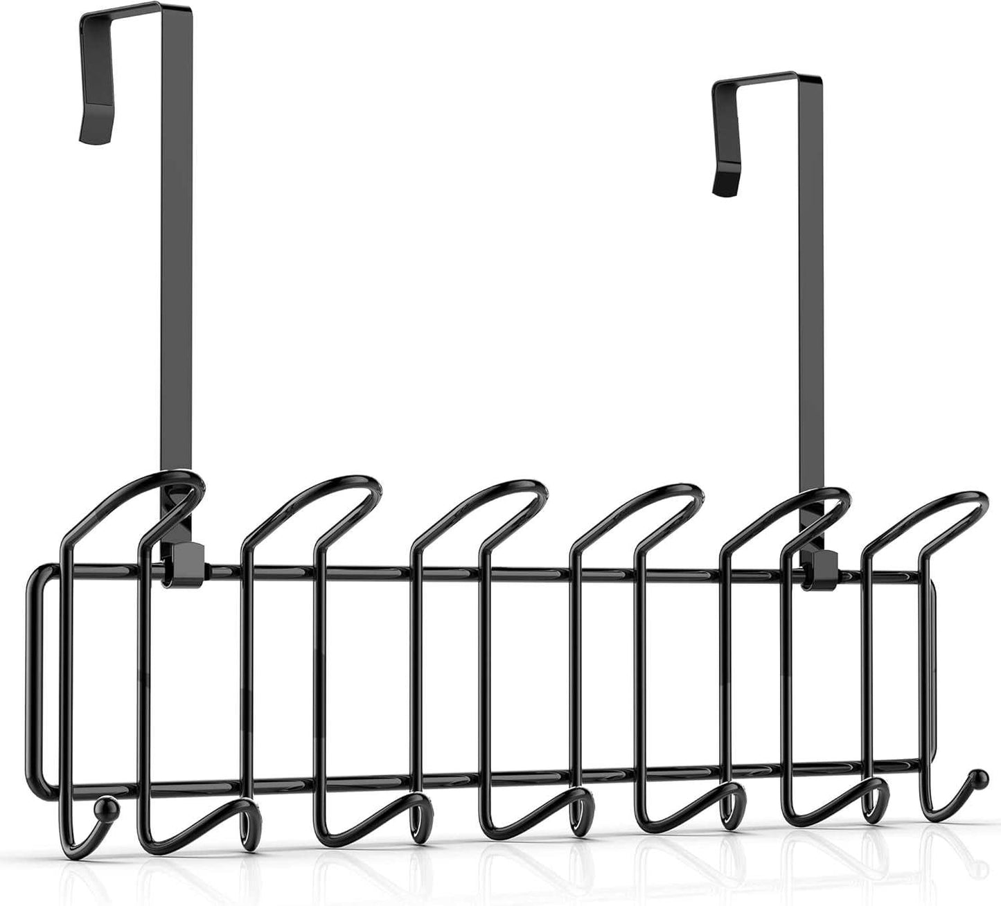 Coat Rack Wall Mounted Hook Rack over the Door Hook Organizer 13 Hooks, Heavy-Duty Iron Wire Black