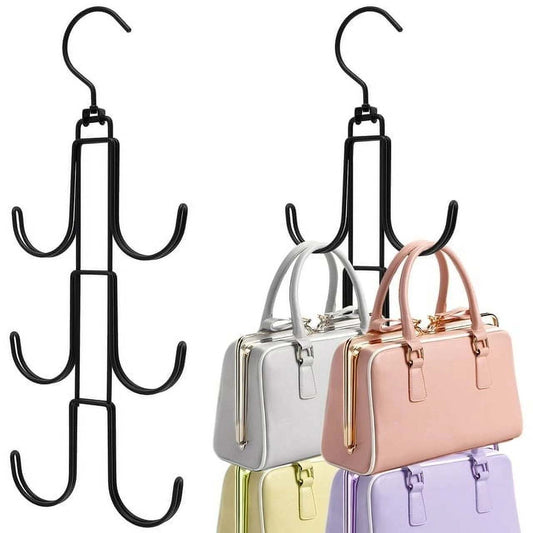 2 Pack Purse Hanger Organizer for Closet, Rotatable Metal Handbag Holder Space Saving Purse Holder