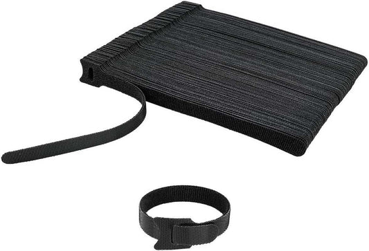 100 PCS 8X1/2 Inch Reusable Fastening Cable Ties Black with Hook Loop Rope Holder,  Adjustable Cord Organization Straps Management Cable Wraps Cord Wire Organizer for Home & Office