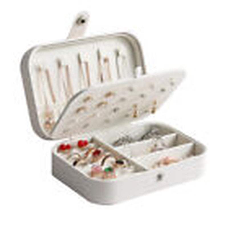 Portable Jewelry Box Organizer Leather  Ornaments Case Travel Storage