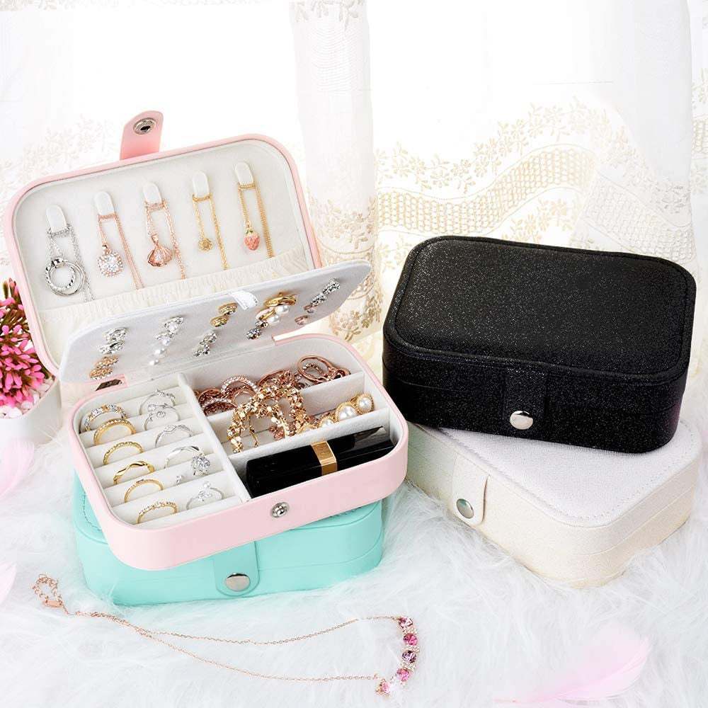 Jewelry Box, Travel Jewelry Organizer Cases with Doubel Layer for Women’S Necklace Earrings Rings and Travel Accessories