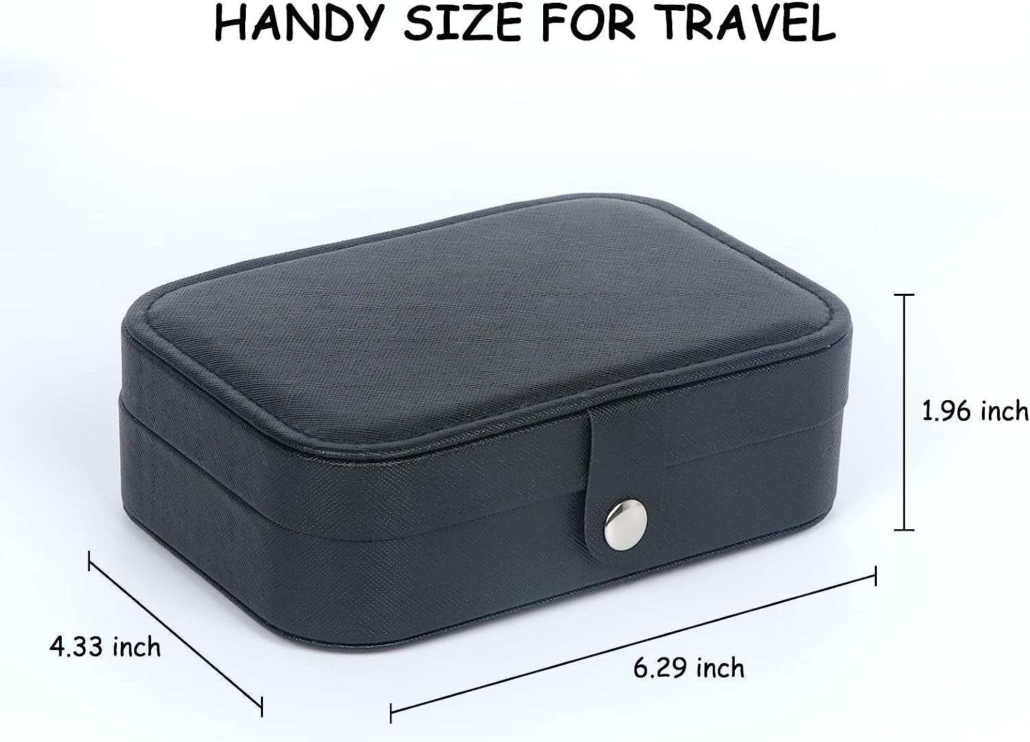 Travel Jewelry Box, Small Jewelry Organizer Boxes for Women Girls, 2 Layer Travel Jewlery Case, PU Leather Mini Portable Jewerly Storage Display Holder for Earrings, Ring, Necklaces, Bracelets Black 1