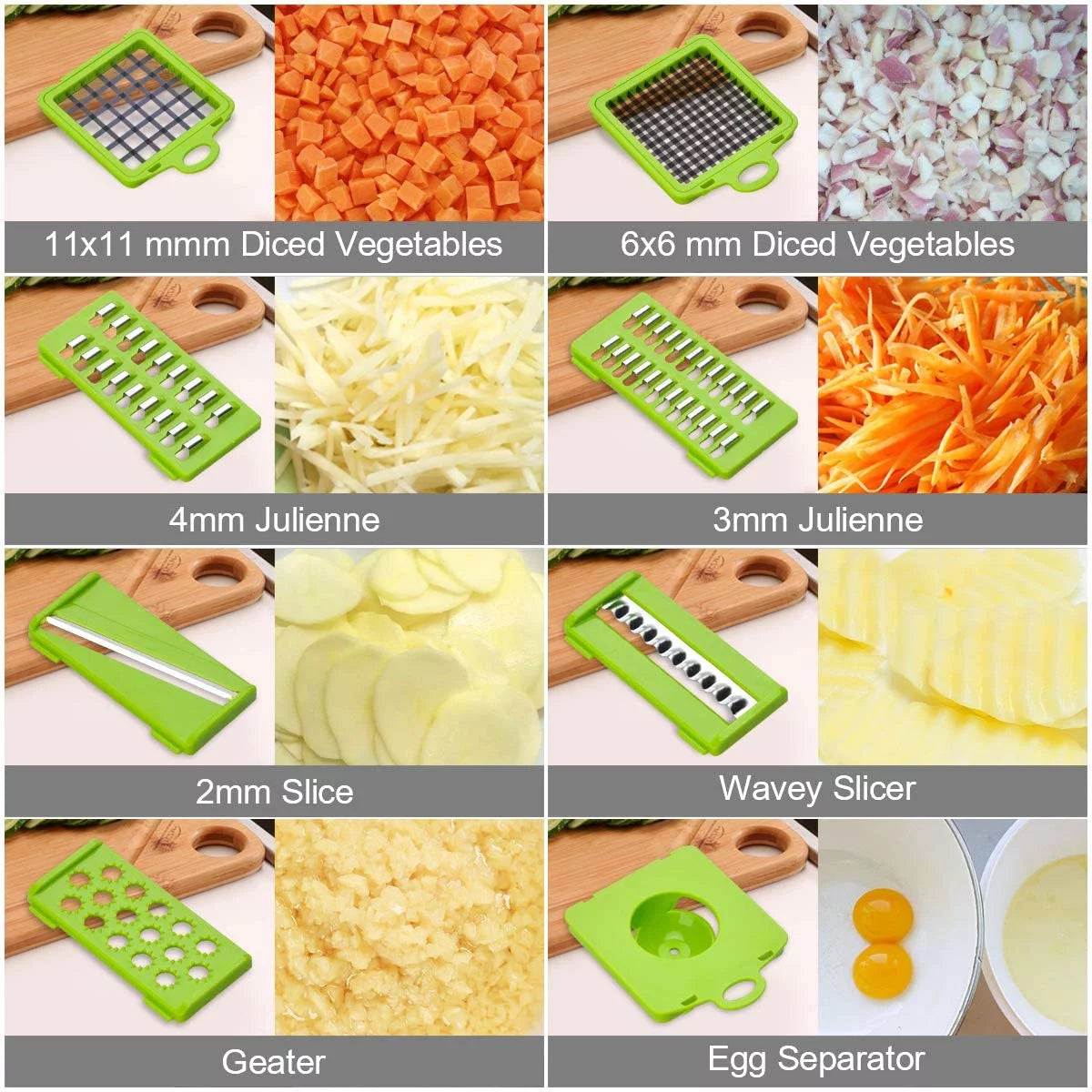 Vegetable Cutter  12 in 1 Food Chopper with Container Finger Protection for Veggie Fruit Salad Potato