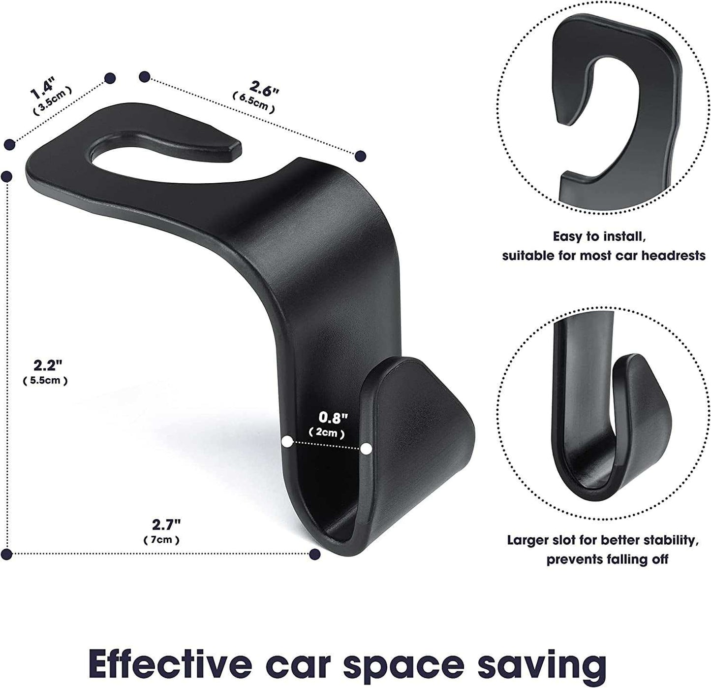 Car Seat Headrest Hooks, Black 4 Pack, Seat Hooks for Purses and Bags, Heavy Duty Purse Holder Bag Holder for Car, Space Saving Seat Hooks Purse Hanger for Vehicle