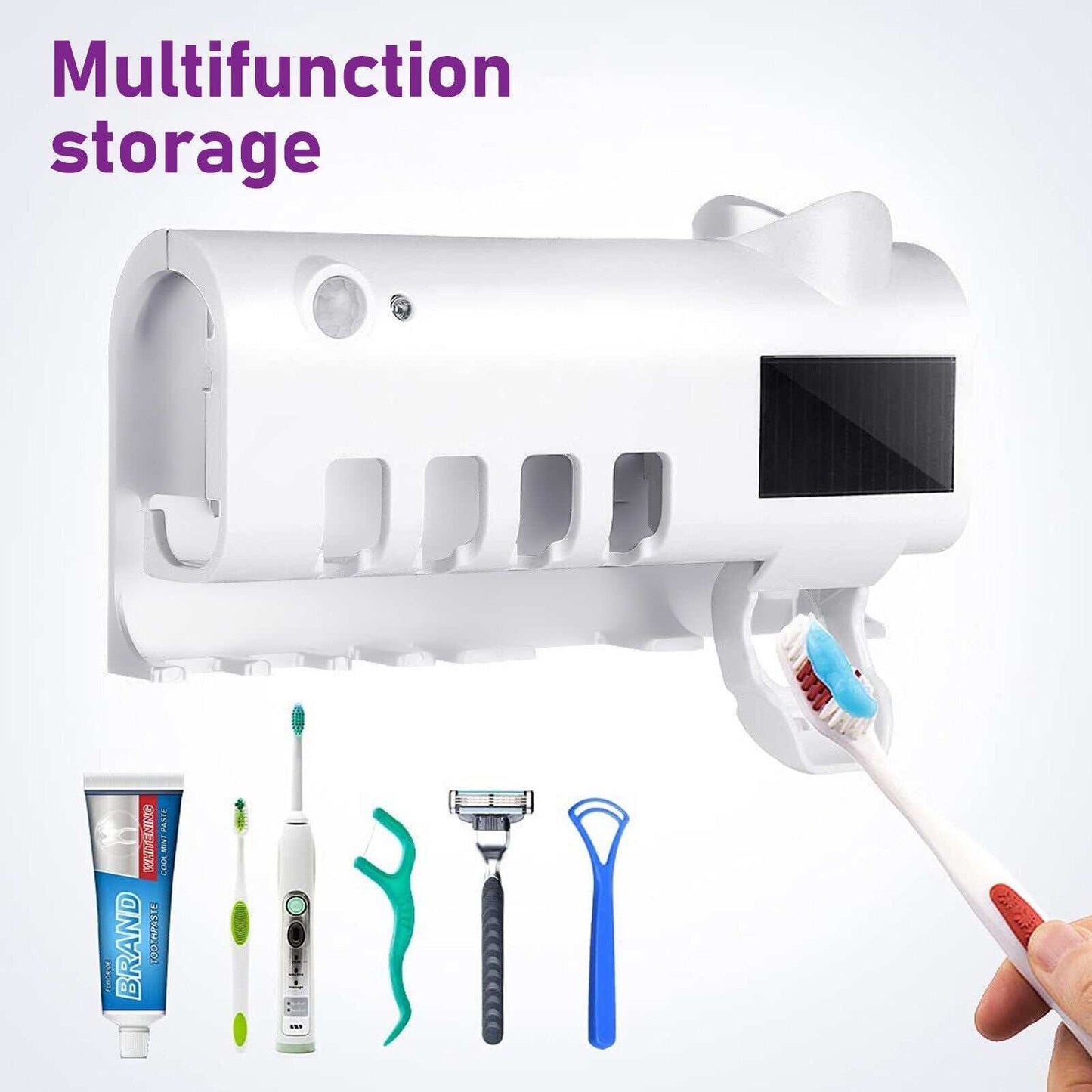 UV Light Sterilizer Toothbrush Holder Cleaner Automatic Toothpaste Dispenser New