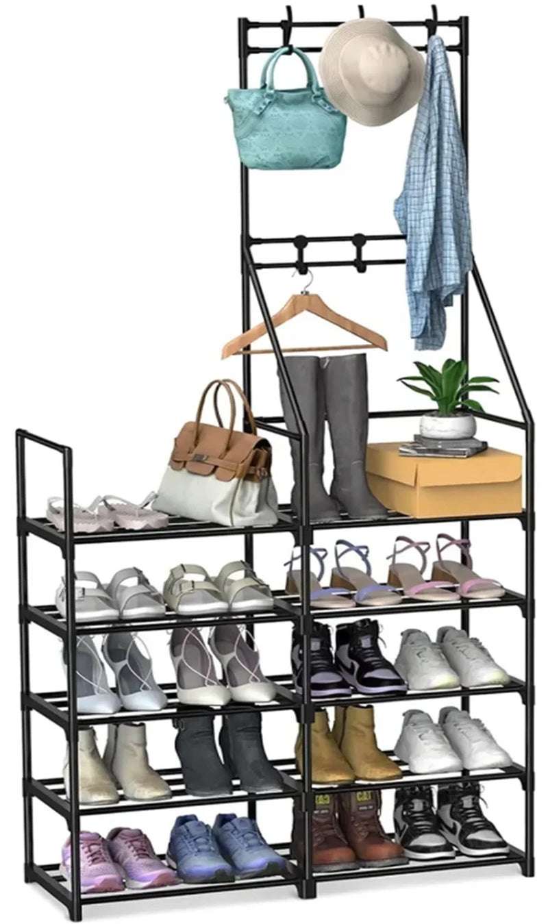 5-Tier Shoe Rack Shoe Storage Organizer, Freestanding Coat and Shoe Rack, 25-30 Pairs Shoe Shelf for Entryway Closet