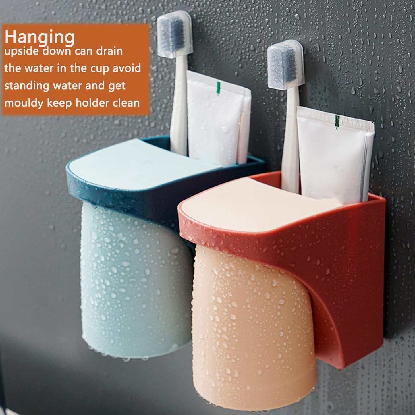 Magnetic Toothbrush Holder, Flexible Wall Mounted Cup Water Drain Space Saving Storage Suction Organizer for Bathroom