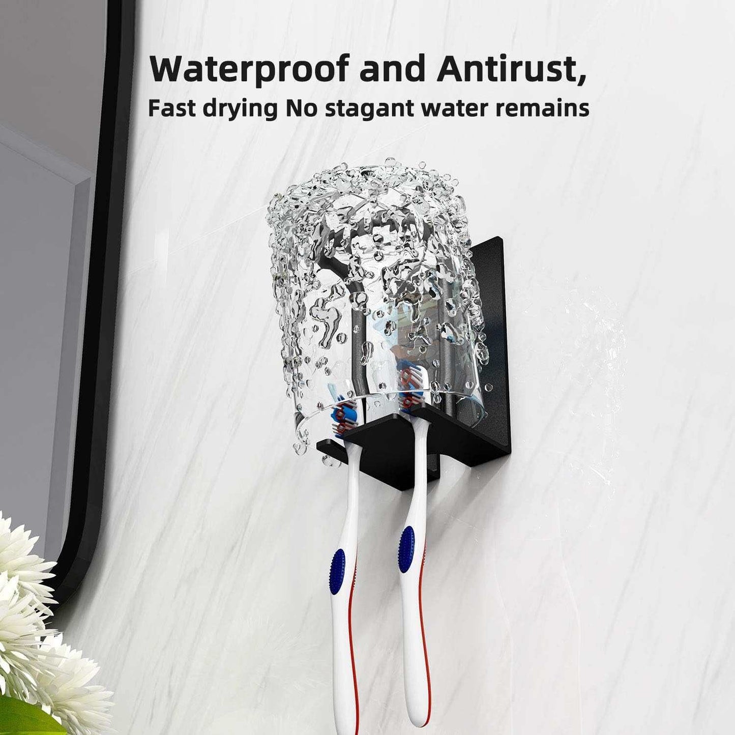 Electric Toothbrush Holder, Toothbrush Holder Wall Mounted for Bathroom Shower Wall Toothbrush Organizer Adhesive Toothpaste Tooth Brush Cup Holder Self-Draining Hygienic Toothbrush Head Holder