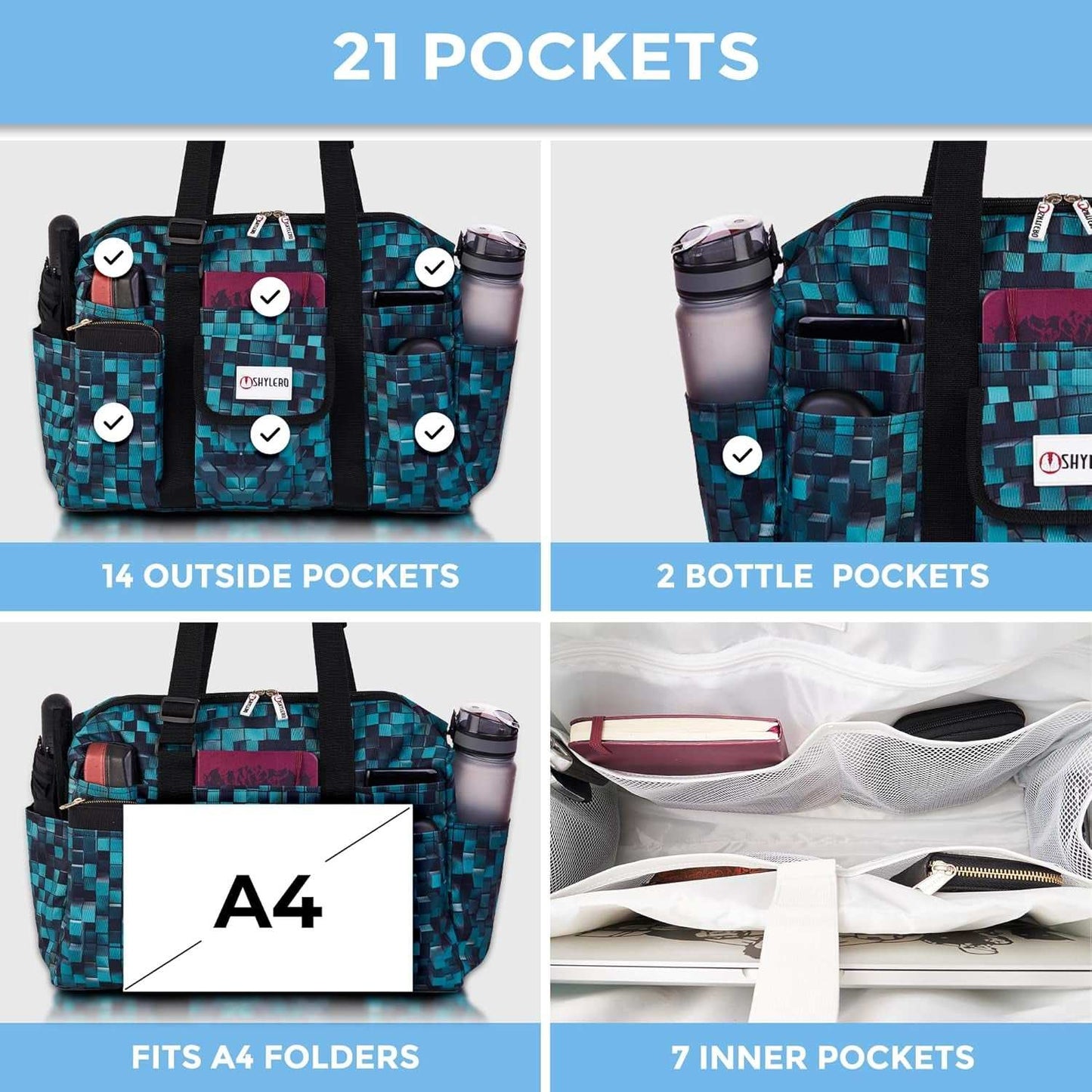 Nurse Bag Has 21 Pockets. Medical Bag Is Big and Waterproof. Used as Utility Tote, Diaper Bag, Daily Work Bag