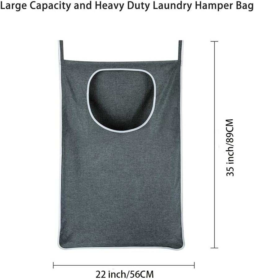 Hanging Laundry Hamper, over the Door Laundry Hamper and Hanging Laundry Bag, Extra Large Space Saving Hanging Hamper with 2 Types Hooks (35X 22Inch, Heather Grey)